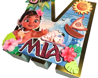 Baby Moana 3D Letters, Moana Birthday Theme Party Decorations, Baby Moana 3D Numbers, Moana Party Supplies, Moana Party Decor