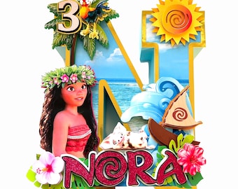 Moana Benutzerdefinierte 3D-Buchstaben, Moana 2 Thema Geburtstagsfeierdekorationen, Moana-Themazahlen, Moana-Partyzubehör, Moana-Partydekor