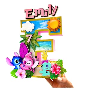 Stitch and Angel Birthday 3D Letters, Hawaiian Party Decorations, Lilo and Stitch Theme 3d Numbers, Stitch Party Supplies, Stitch Theme