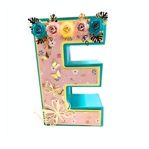 Lettres 3D/chiffres 3D, garden-party pour 1er anniversaire, lettres en papier cartonné, décoration de fête bohème, lettre petite fille, fête florale.