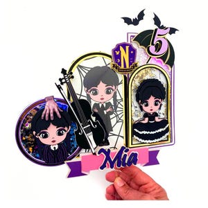 Wednesday Addams Theme Cake Topper, Halloween Birthday Party Decorations, Addams Family Cake Topper, Wednesday Party Supplies