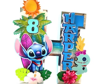 Stitch Birthday 3D Letters, Hawaiian Party Decorations, Stitch 3d Numbers, Stitch Party Supplies, Stitch Theme, Lilo and Stitch Theme Party