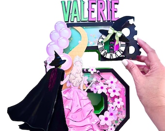 Wicked 3D Letters, Glinda and Elphaba Birthday Party Decoration, Pink Green 3D Numbers, Wicked for good party decor