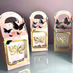 Butterfly Favor Boxes: Rose Gold 1st Birthday Party Decorations