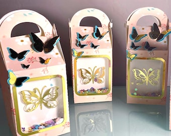 Butterfly Favor Boxes: Rose Gold 1st Birthday Party Decorations