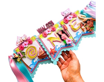 Moana One Highchair Banner, Moana Birthday Party Decorations, Moana 1st Birthday Banner, Moana Party Decor, Moana Theme Party