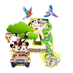 Mickey Safari 3D Letters, Safari Birthday Party Decorations, Mickey Theme 3D Numbers, Mickey Safari Party Decor, Mickey Party Supplies