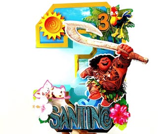Maui 3D-Zahlen, Moana Geburtstagsdekoration, Moana Party 3D-Buchstaben, Maui 3D-Zahlen, Maui Party-Dekor, Moana Partyzubehör, Moana Decor