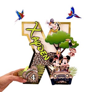 Mickey Safari 3D Letters, Safari Birthday Party Decorations, Mickey Theme 3D Numbers, Mickey Safari Party Decor, Mickey Party Supplies.