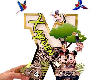 Mickey Safari 3D Letters, Safari Birthday Party Decorations, Mickey Theme 3D Numbers, Mickey Safari Party Decor, Mickey Party Supplies.