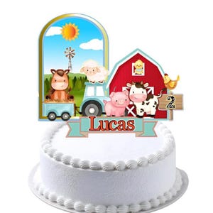 Farm One Cake Topper, Farm Birthday Party Decorations, Barn Themed Cake Topper, Barnyard Animals Topper, Farm Themed Cake