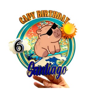 Cool Capybara Cake Topper. Capy Birthday Party Decorations. Capybara Pool Party Topper. Capy Party Decor. Capybara Theme Party.