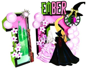 Wicked for Good 3D Letters, Glinda and Elphaba Birthday Party Decoration, Pink Green Witch 3D Numbers, Wicked party decor