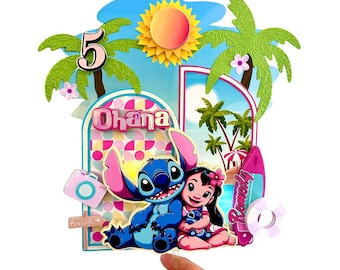 Lilo and Stitch Birthday Cake Topper, Hawaiian Party Decorations, Stitch Theme Topper, Hawaiian Party Supplies, Stitch Theme