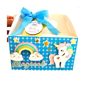 Magical Unicorn Gable Boxes,1st Birthday Party,Unicorn Birthday Favor Boxes,Rainbow Treat Boxes