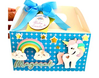 Magische Einhorn-Giebelboxen, 1. Geburtstagsfeier, Einhorn-Geburtstags-Geschenkboxen, Regenbogen-Leckerli-Boxen