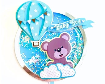 Teddy Bear Cake Topper: Boy Baby Shower Decoration