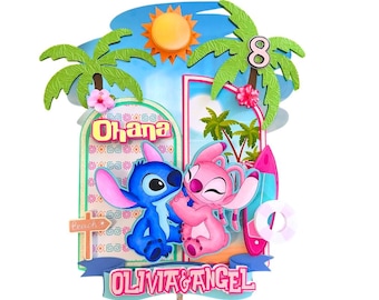 Stitch Angel Verjaardagstaarttopper, Lilo Stitch Feestdecoraties, Stitch Thema Topper, Lilo Stitch Feestartikelen, Stitch Thema Decor