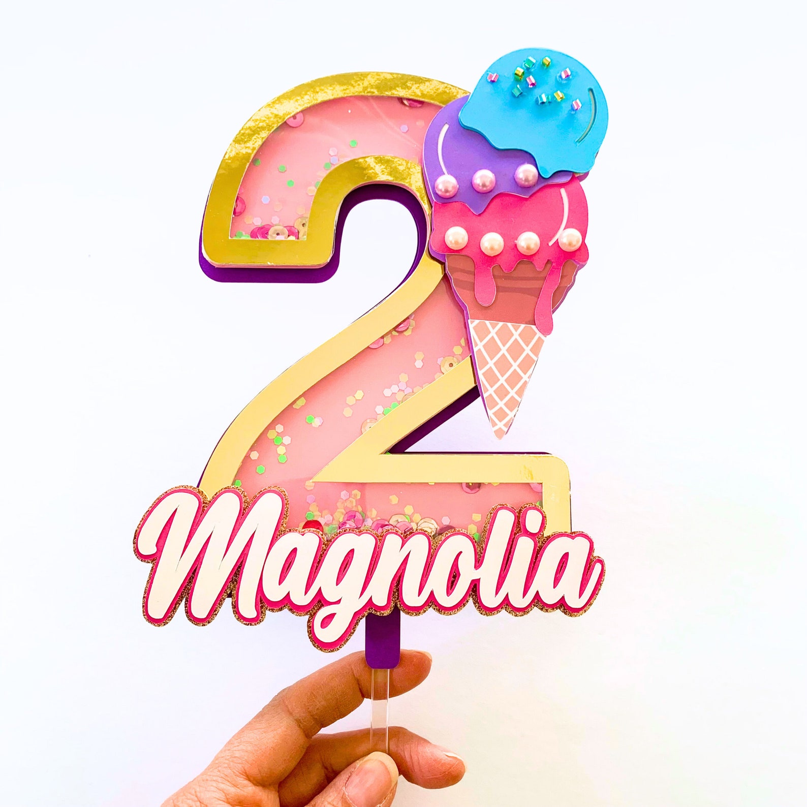 Two Sweet Ice Cream Cake Topper