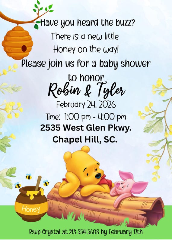 Winnie The Pooh Baby Shower Invitation Template