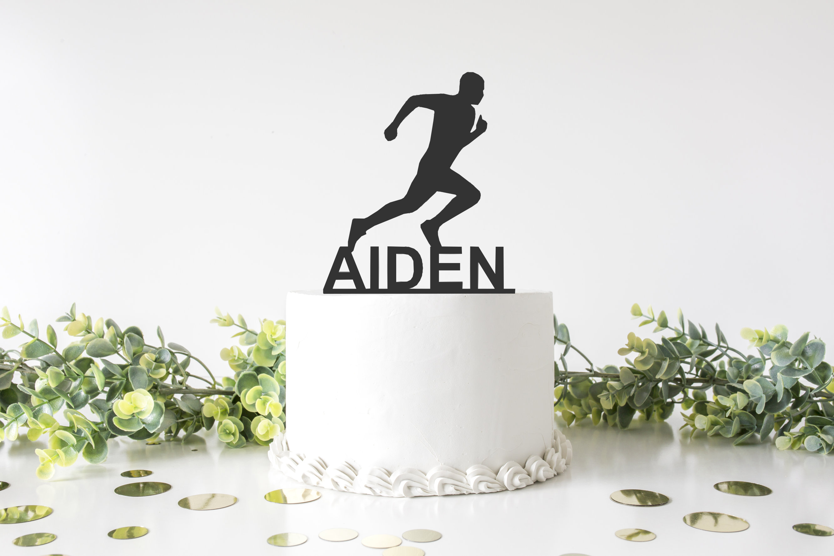 Running Runner Marathon Run 26.2 Themed 7 Piece Birthday Cake Topper Set  (Unique Design)