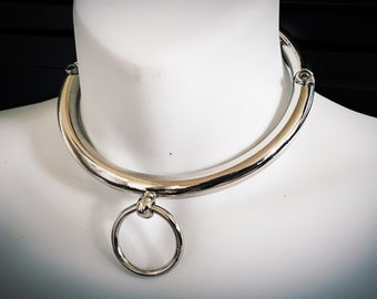 Stainless Steel BDSM Collar, DDLG or Submissive Collar. A Kitten Play Collar, Sub Collar or Dominatrix Gift as a Slave Collar.
