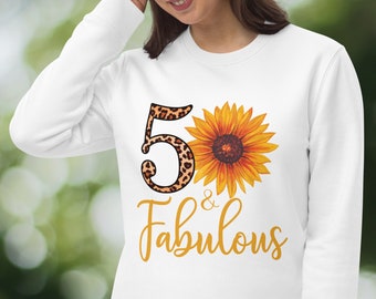 50 and Fabulous Png, Sunflower Leopard Birthday Design (Instant Download)