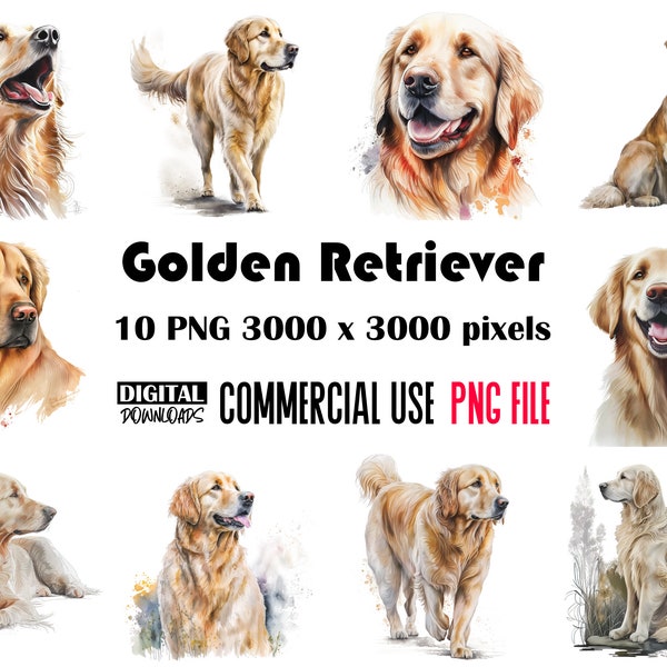 Golden Retriever Png, Golden Retriever Clipart, Golden Retriever Watercolor Png, Golden Retriever Sublimation, Golden Retriever Art Png