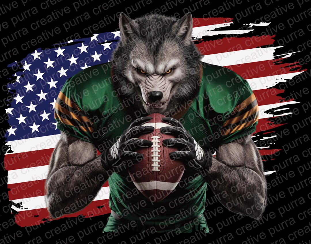 USA Flag Grunge Werewolf American Football Player PNG, American ...