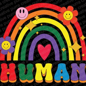 Lgbtq Human Colorful Rainbow Flower Groovy Png, Human LGBTQ+ Png, Rainbow LGBT Pride Flag, Lgbtq Shirt Sublimation, Sublimation Png