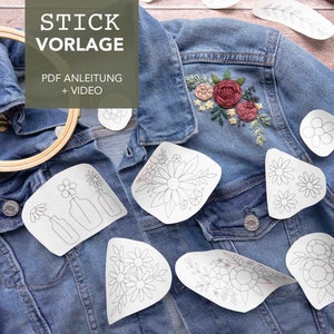 PDF embroidery pattern SUMMER FLOWERS / 11 motifs as digital download, flower embroidery, embroidery pattern for beginners