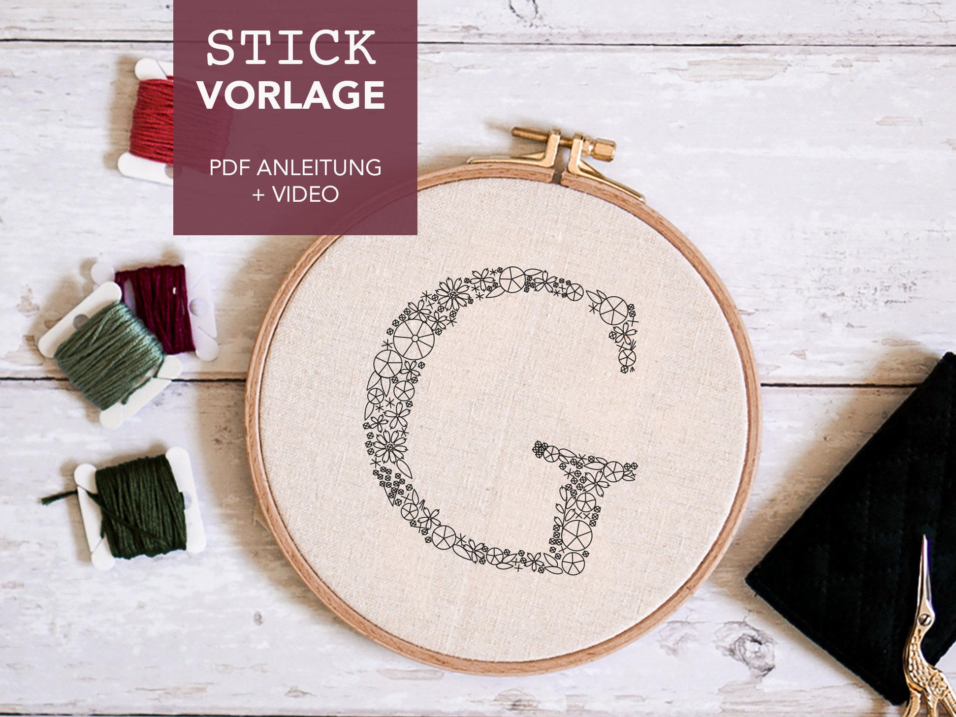 Monogram G Embroidery Template Letter