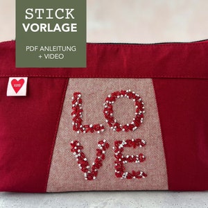 Embroidery template LOVE with instructions and video tutorials as digital download