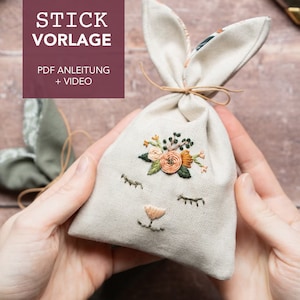 Embroidery template EASTER BUNNY / RABBIT with instructions and video tutorials as digital download