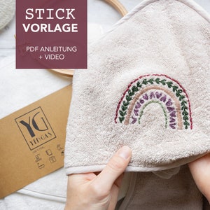 Embroidery template RAINBOW with instructions and video tutorials as digital download