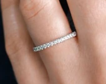 Stacking Eternity Rings, CZ Eternity Band, CZ Stacking Ring, Sterling Silver Eternity Band, Eternity Wedding Band Women, Matching Band Ring