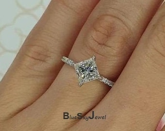 Princess Cut Diamond Ring 925 Sterling Silver Ring Engagement Ring
