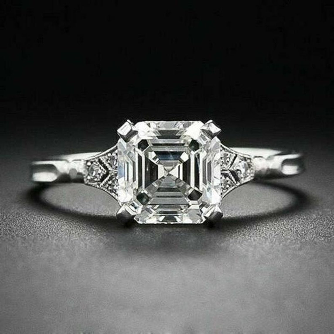 2.70ctw Asscher Cut Engagement Ring Asscher Solitaire Ring Etsy India