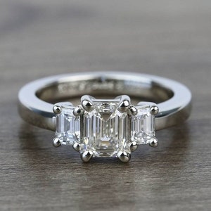 Wedding Ring Emerald Cut Ring, Huge Engagement Ring, 3 Stone Emerald Cut Ring, 4 Carat Promise Ring, 14K Gold Plated , Diamond Stimulant