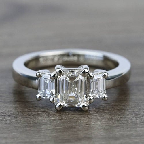 Wedding Ring Emerald Cut Ring Huge Engagement Ring 3 Stone Etsy