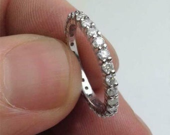 2,5 mm runder, simulierter Diamant-Ehering, Verlobungsring, Full-Eternity-Band aus 14-karätigem Weißgold, passendes Damenband