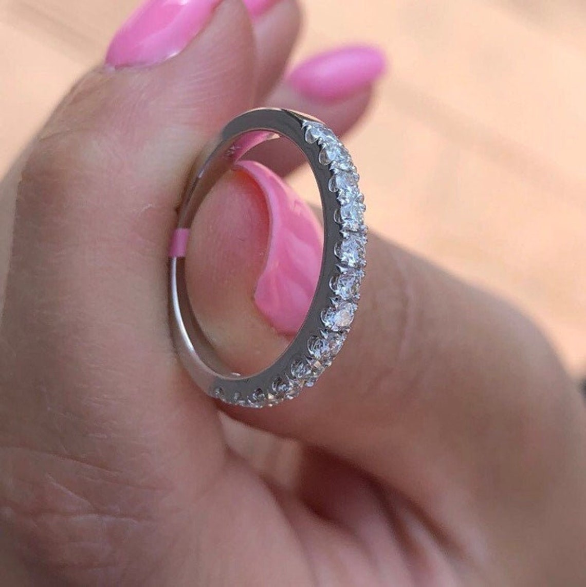 2.2mm Lab Diamond Wedding Band. White 14K Yellow and Rose Etsy