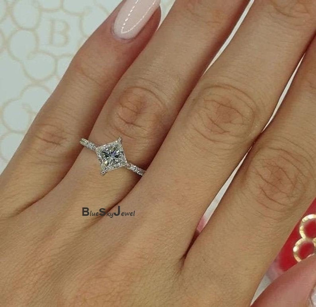 Princess Cut Diamond Ring- 925 Sterling Silver Ring