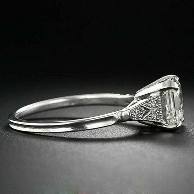 2.70Ctw Asscher Cut Engagement ring Asscher Solitaire Ring Etsy