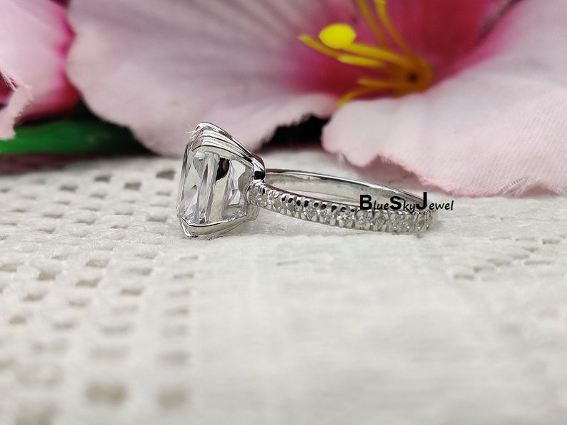 Cushion Cut Ring CZ Wedding Ring Solitaire Engagement Ring 4.50ctw Engagement Ring 14K Gold Plated Anniversary Ring -Cocktail Ring
