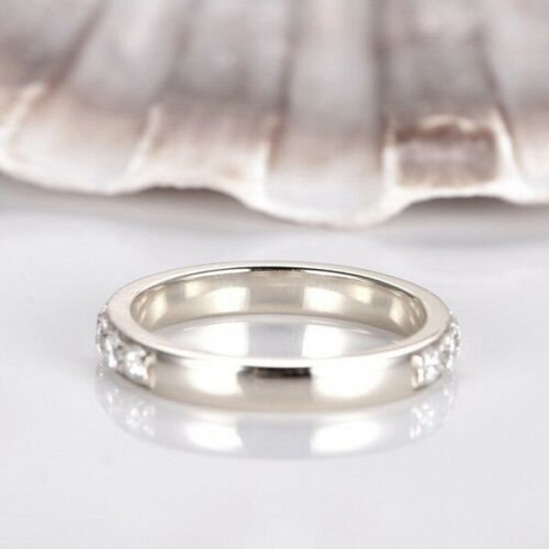 0.80ctw Lab Diamond Wedding Band. 14K White Gold Plated in Etsy