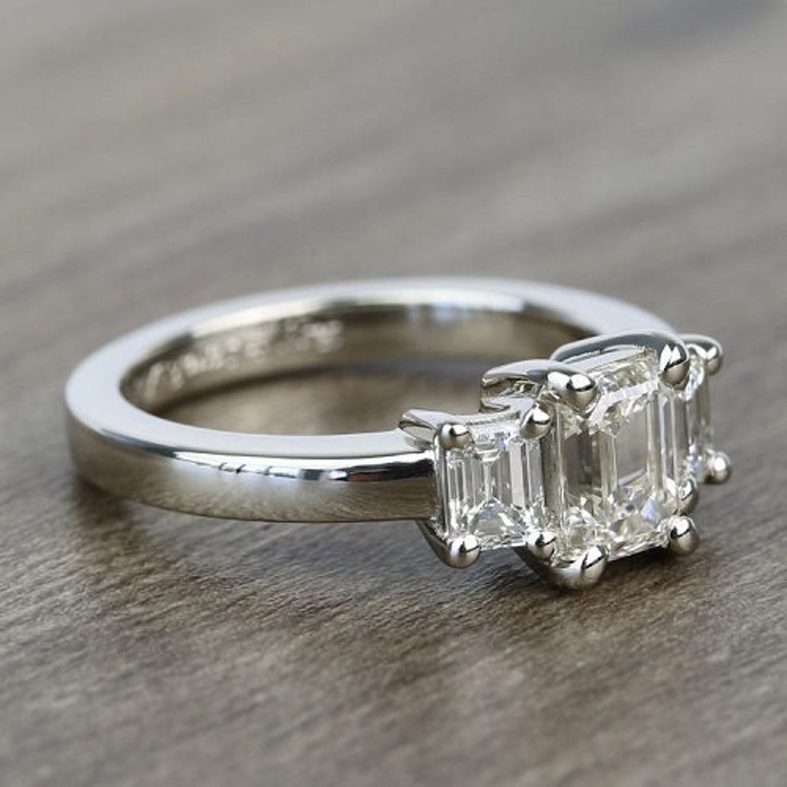 Wedding Ring Emerald Cut Ring Huge Engagement Ring 3 Stone | Etsy