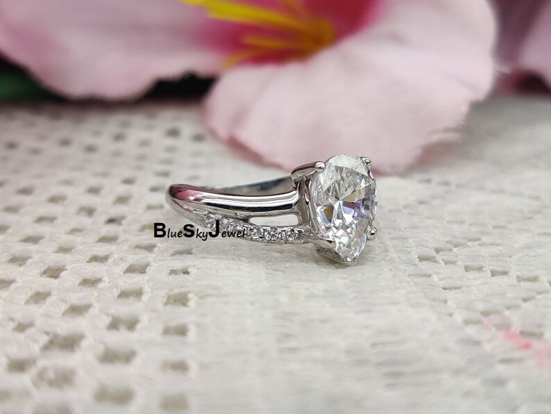 Pear Cut Solitaire Ring CZ Pear Cut Diamond Ring Anniversary Gift CZ Promise Ring 10x7mm Pear Cut Engagement Ring Diamond Bridal Ring