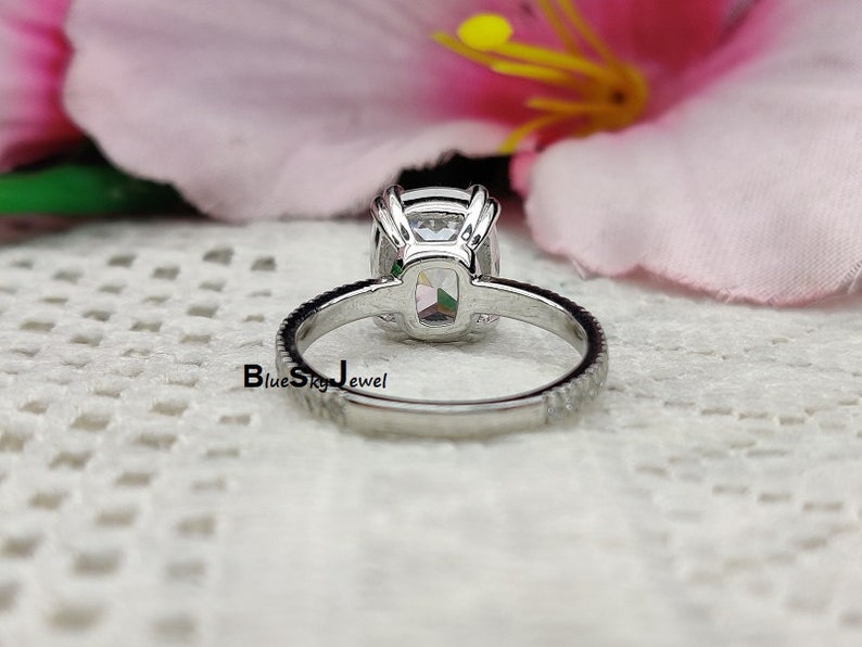 Cushion Cut Ring CZ Wedding Ring Solitaire Engagement Ring 4.50ctw Engagement Ring 14K Gold Plated Anniversary Ring -Cocktail Ring