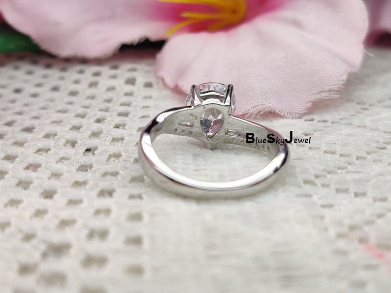 Pear Cut Solitaire Ring CZ Pear Cut Diamond Ring Anniversary Gift CZ Promise Ring 10x7mm Pear Cut Engagement Ring Diamond Bridal Ring